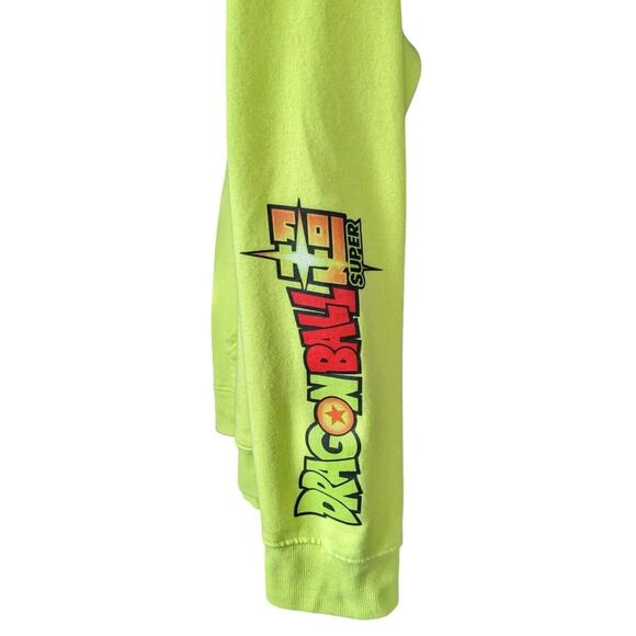Dragon Ball Z Super Goku Hoodie L Neon Yellow Pullover Fleece Anime Manga DBZ - Picture 2 of 9
